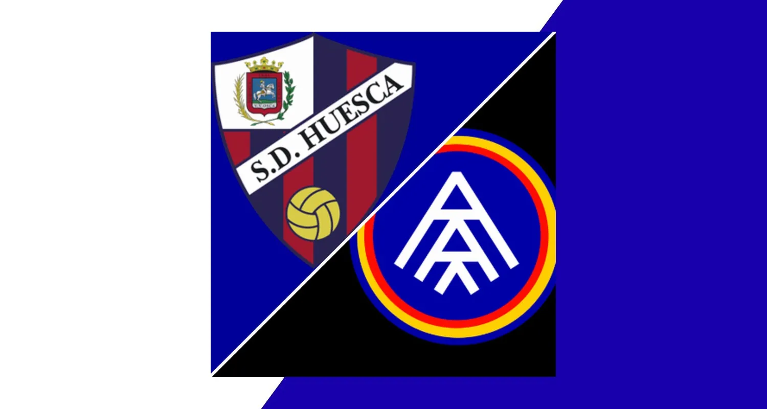 Huesca versus FC Andorra club friendly match action banner.